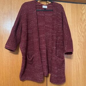 Women's Burgundy Sweater 3/4 sleeve Cardigan